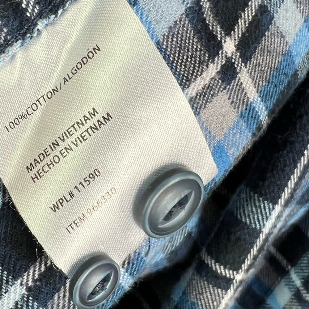 Original Weatherproof Flannel Shirt Men's Size Medium Blue Plaid Button Down - Picture 7 of 10